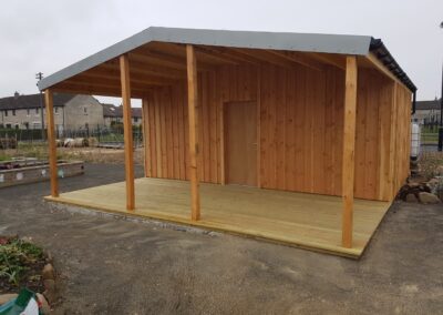 Design and build meeting space for community garden. Building clad in Scottish larch