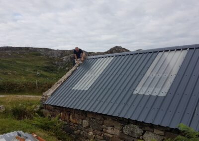 Jonathan Treffry replacing the roof on a bothy on the north west coast of Scotland